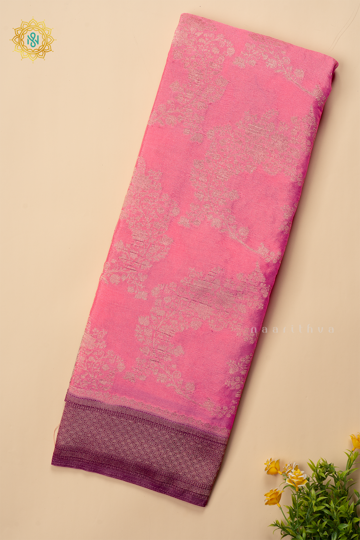 PEACH WITH WINE - SEMI CREPE GEORGETTE