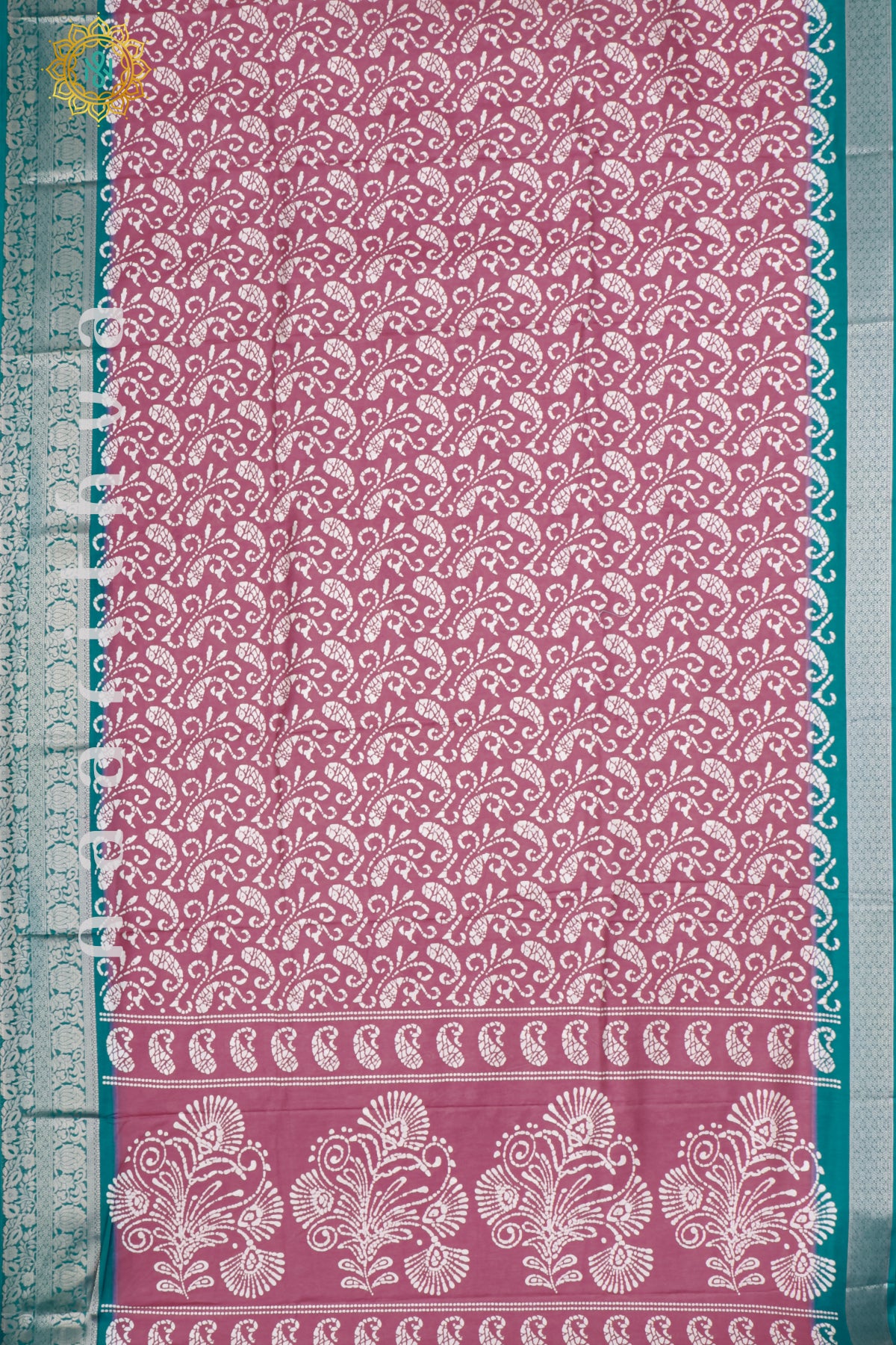 PINK WITH CYAN GREEN - DOLA SILK