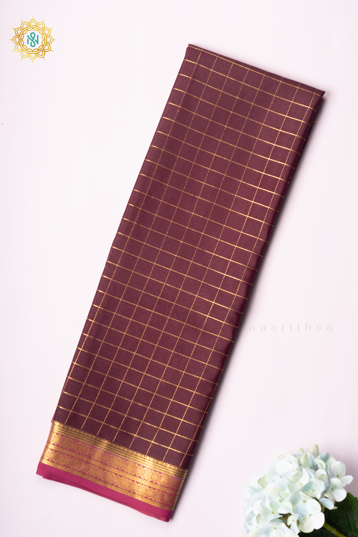 WINE WITH PINK - PURE MYSORE CREPE SILK