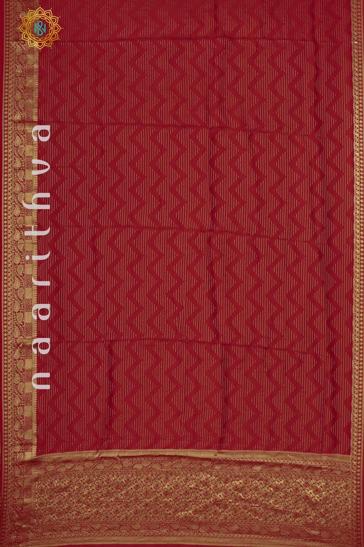 RED WITH GREEN - DOLA SILK