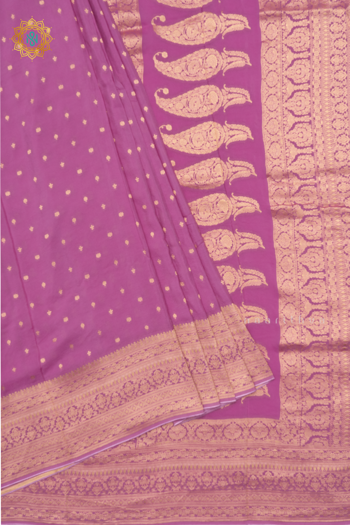 PINKISH LAVENDER - SEMI BANARASI CREPE