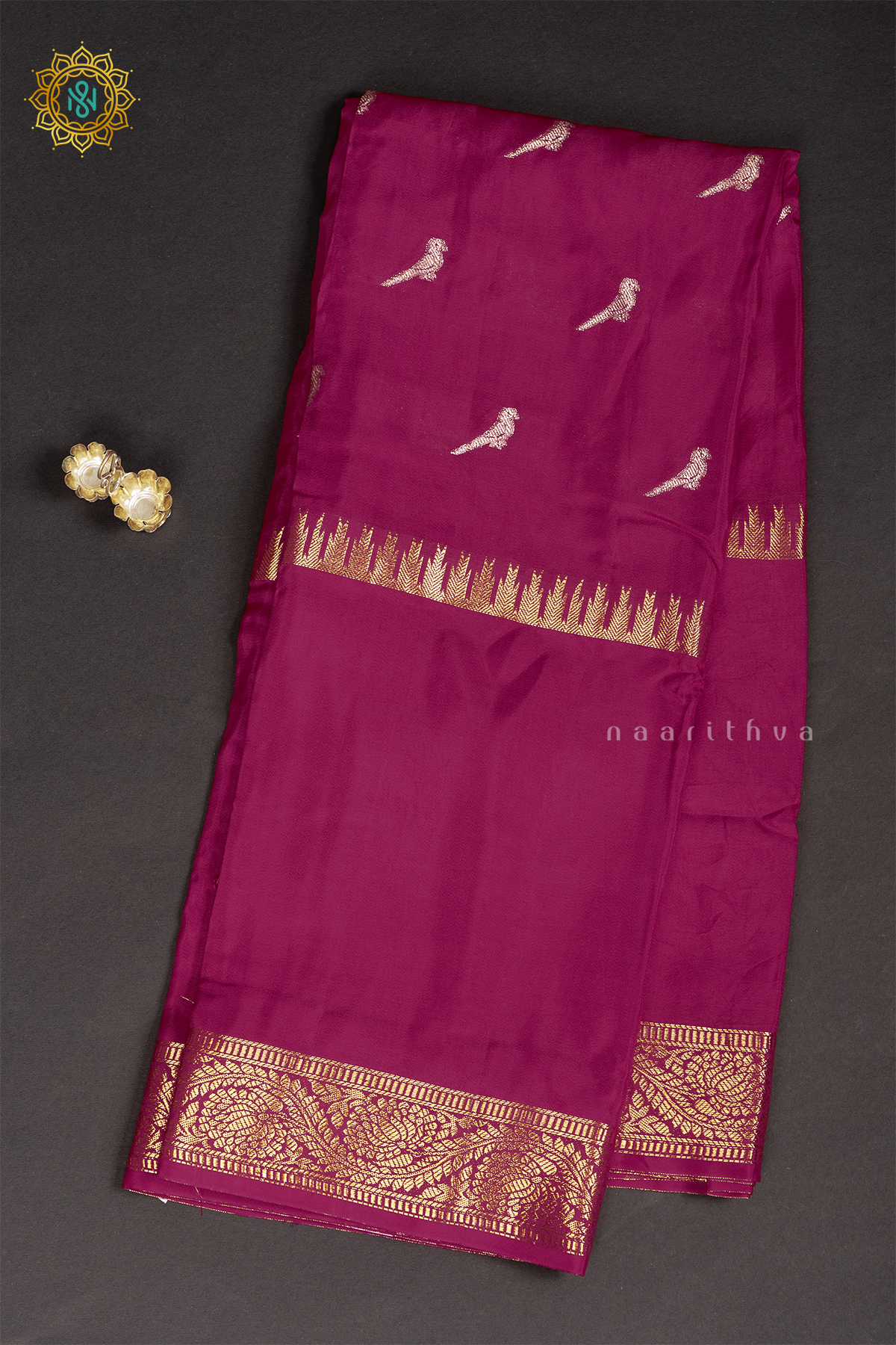 PINK WITH PEACOCK BLUE - SEMI CREPE SILK