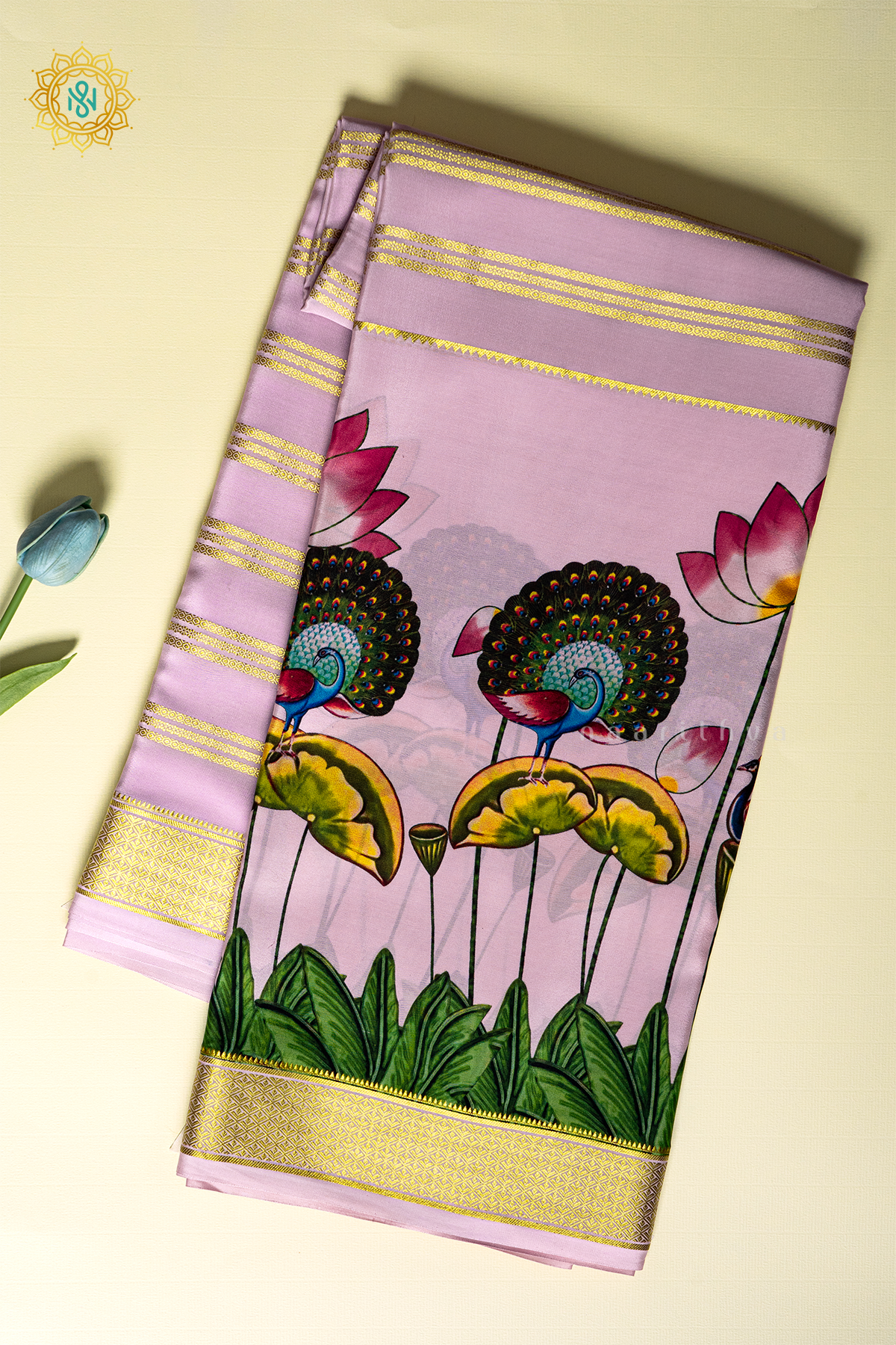 PINKISH LAVENDER - PURE MYSORE CREPE SILK