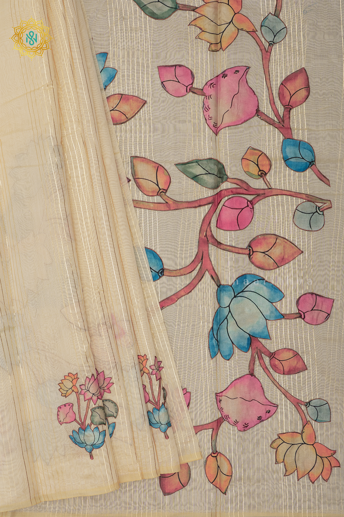 OFF WHITE - CHANDERI COTTON WITH APPLIQUE WORK