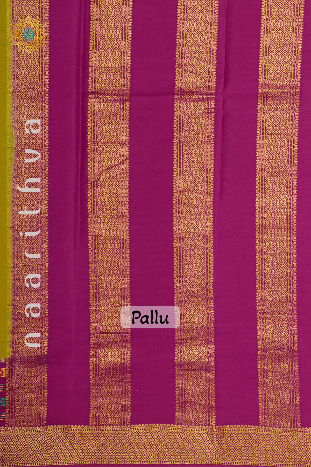 PARROT GREEN WITH PINK - PURE MYSORE CREPE SILK