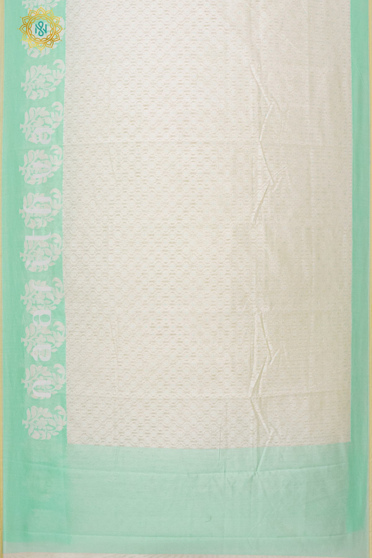 WHITE WITH AQUA GREEN - KOTA COTTON