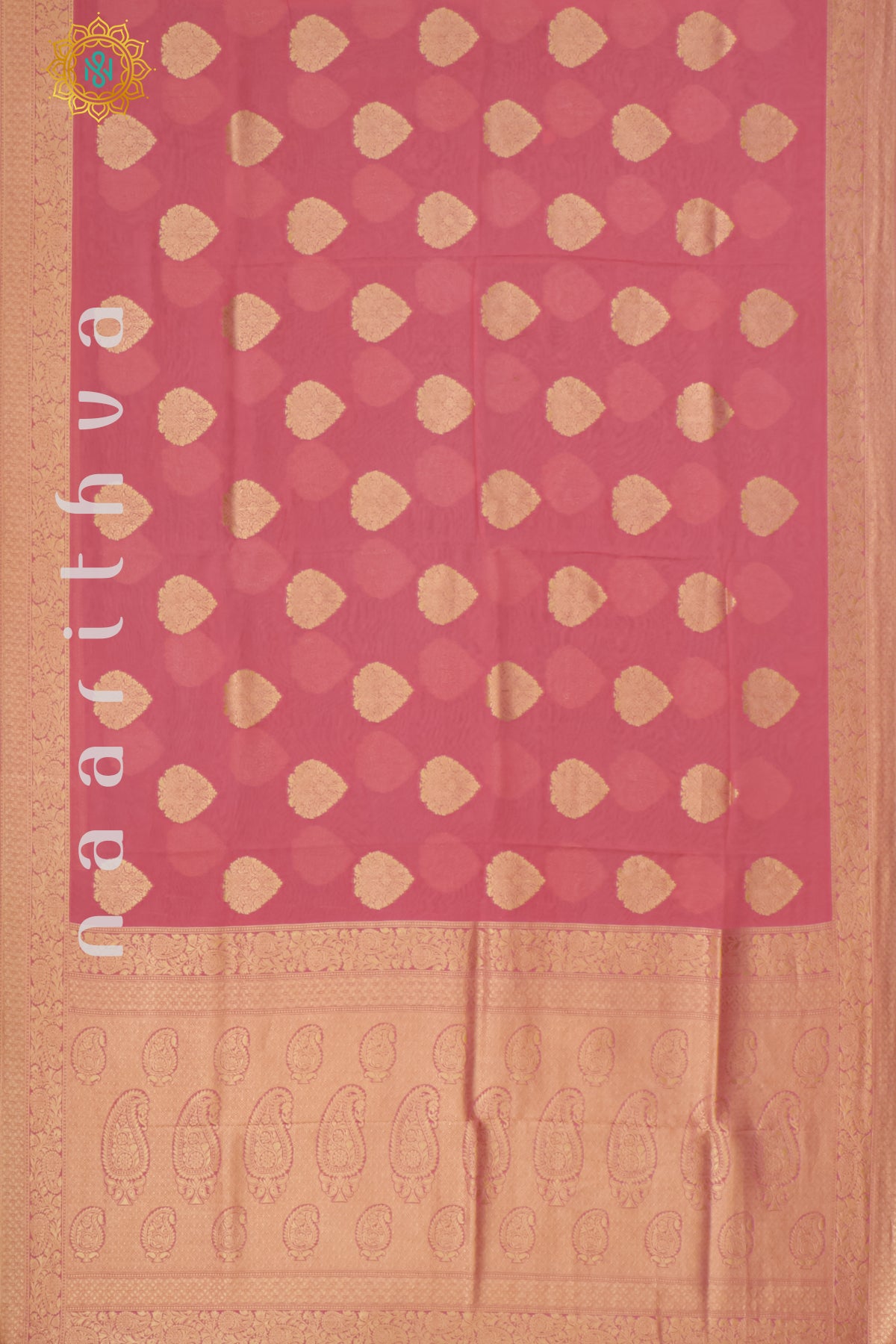 PEACHISH PINK - SEMI BANARASI GEORGETTE