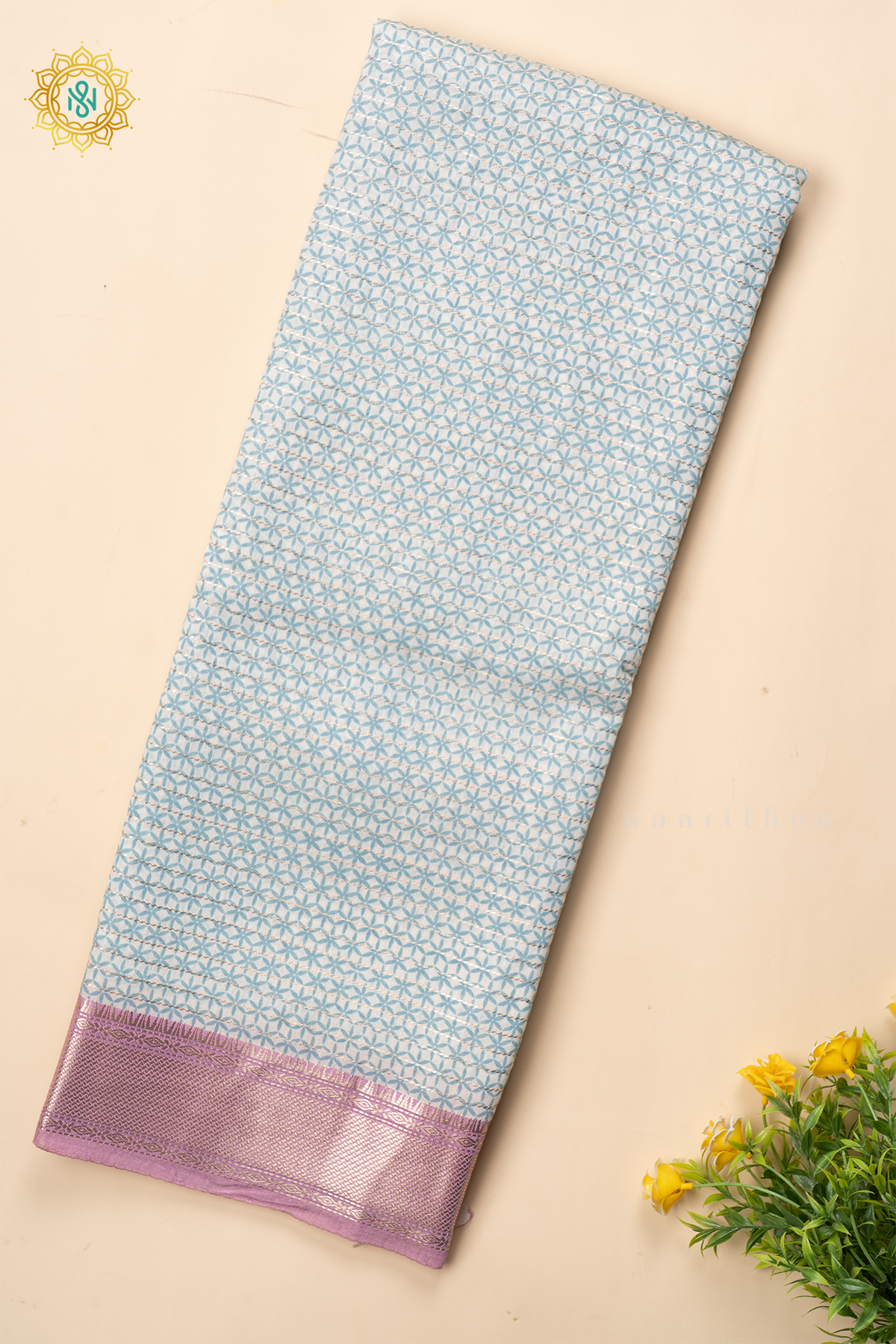 AQUA BLUE WITH LAVENDER - BUTTER CREPE