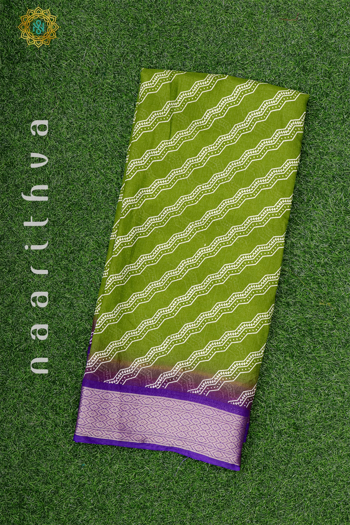 GREEN WITH PURPLE - SEMI GEORGETTE