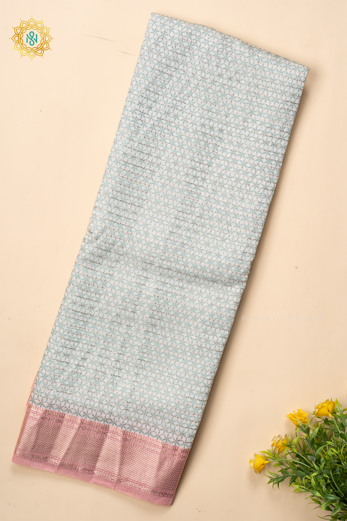 AQUA GREEN WITH PEACH - BUTTER CREPE