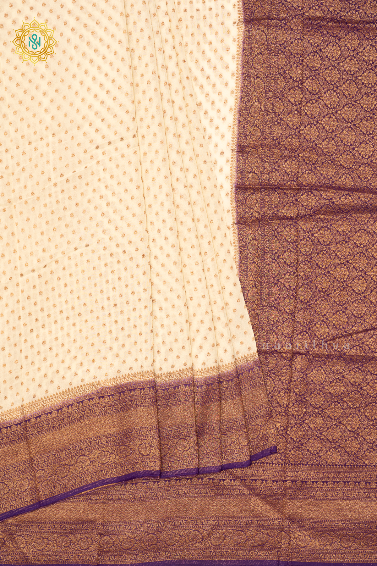 WHITE WITH PURPLE - SEMI GEORGETTE