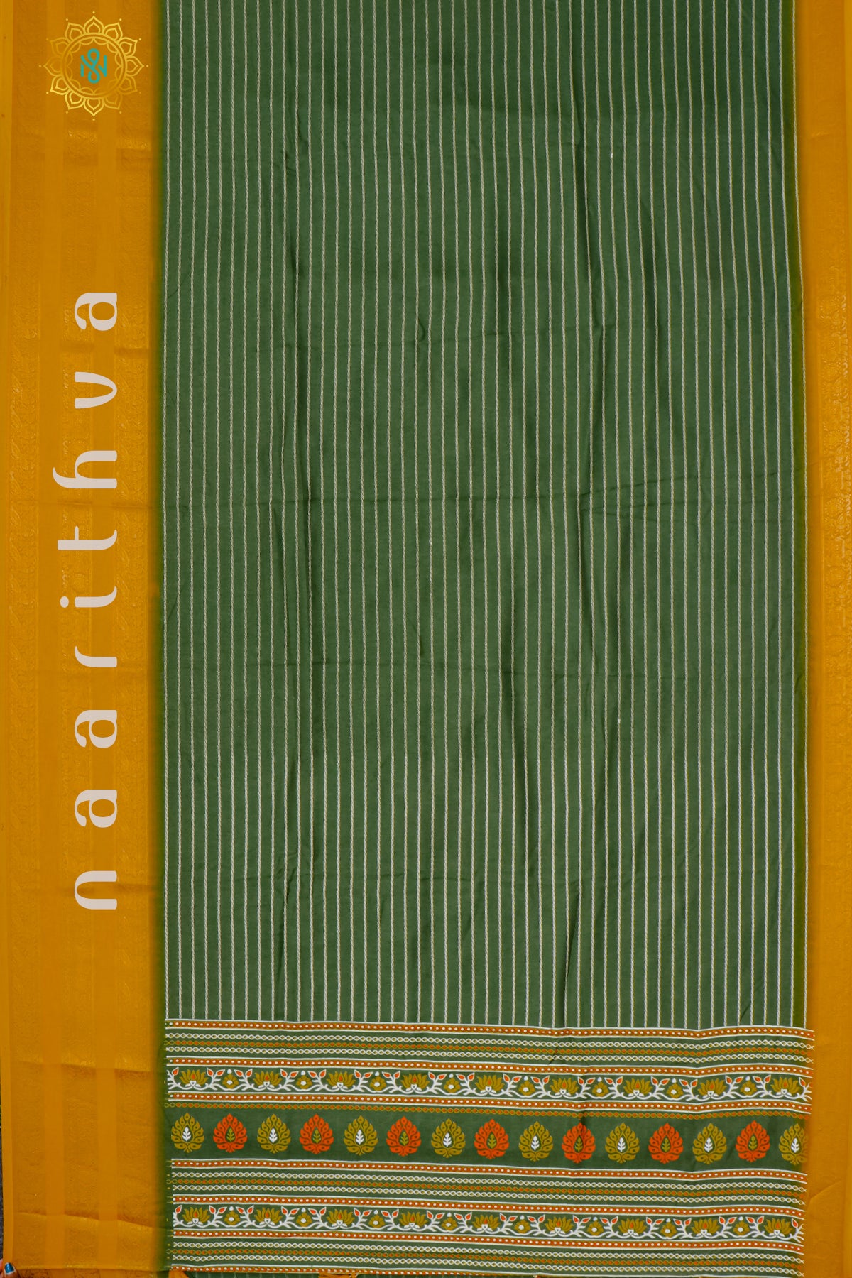 GREEN WITH YELLOW - SEMI GEORGETTE