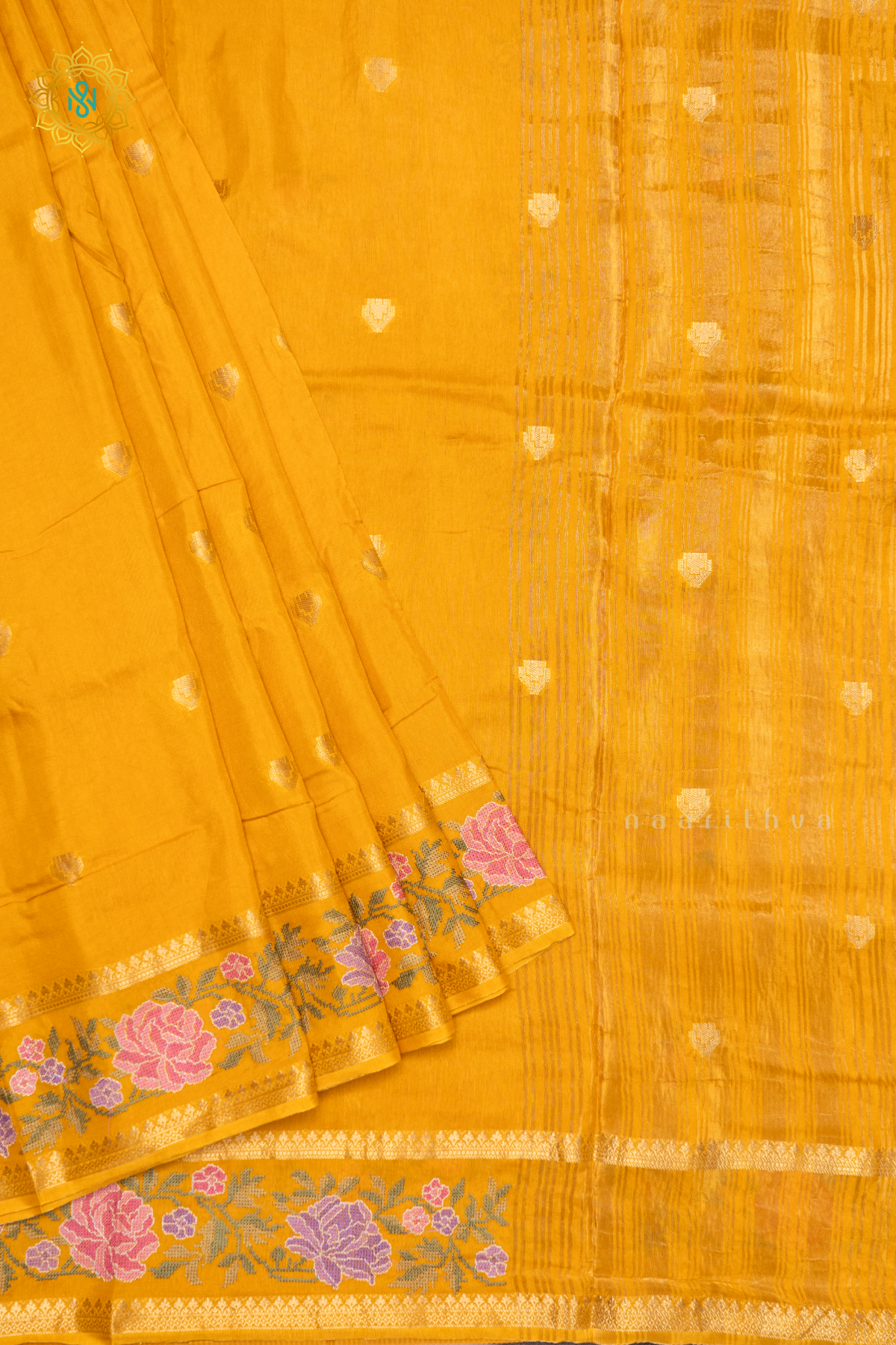 YELLOW - SEMI CREPE SILK WITH EMBROIDERY