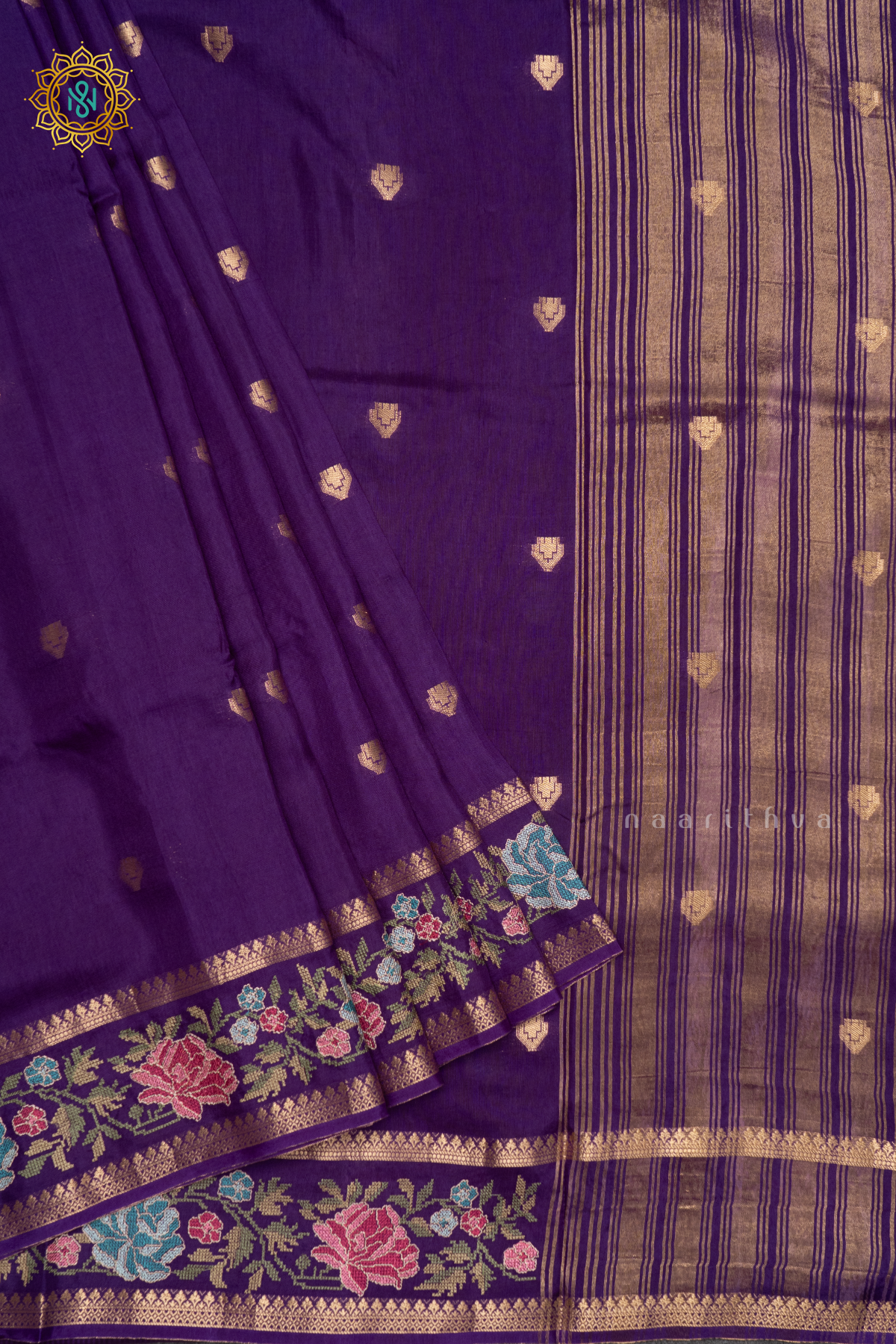 PURPLE - SEMI CREPE SILK WITH EMBROIDERY