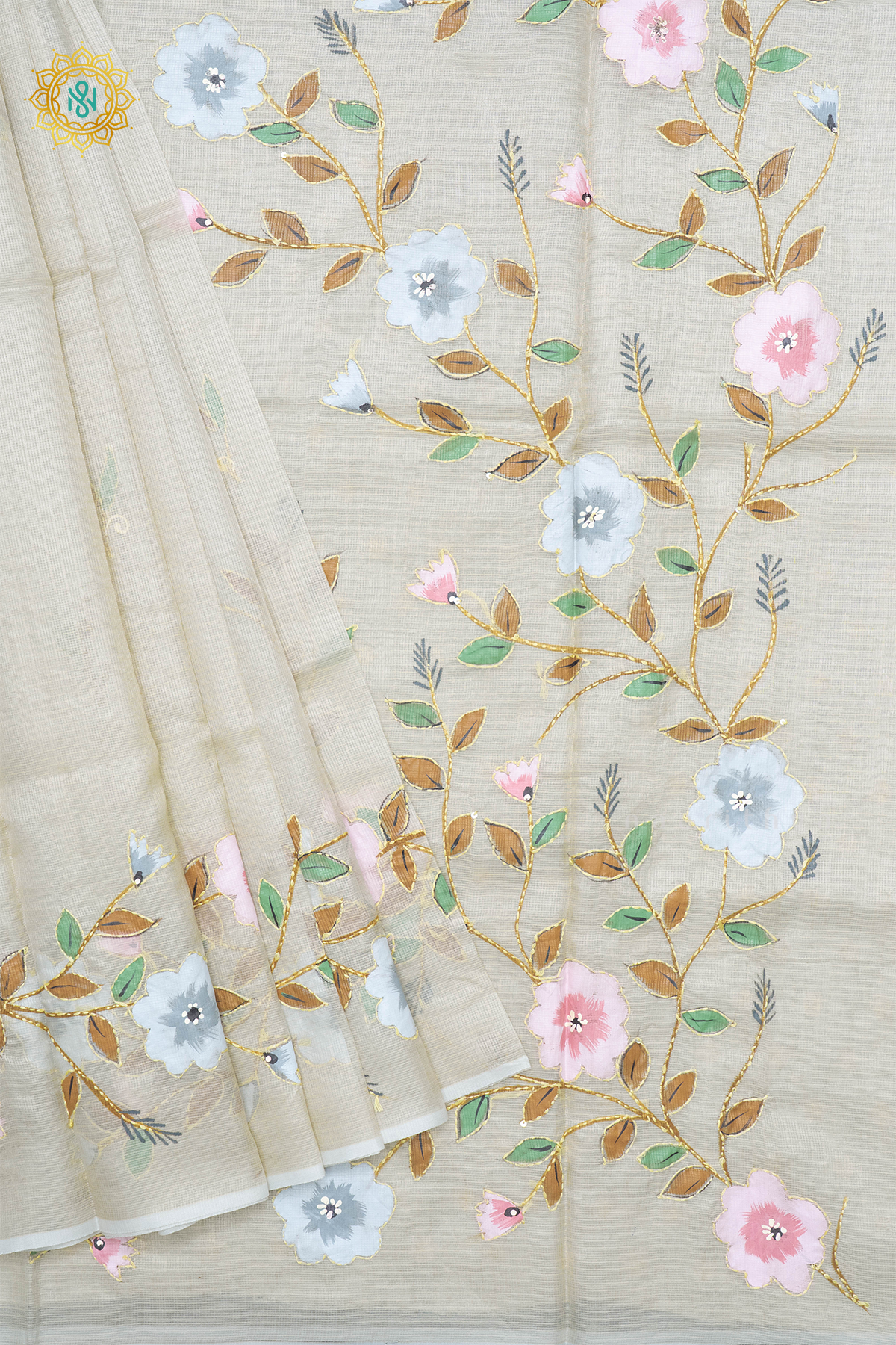 OFF WHITE - KOTA TISSUE WITH KATHA WORK