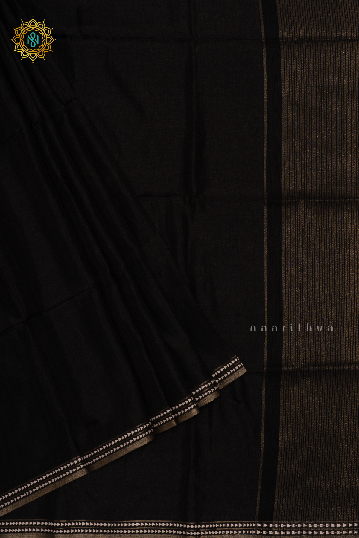 Black - Semi Tussar Silk Saree Allover Plain Body with Thread Woven Border, Pallu and Blouse