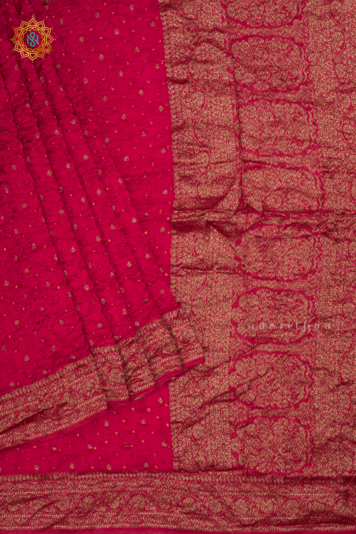 RANI PINK - SEMI TUSSAR WITH BANDHANI TIE & DYE SAREE