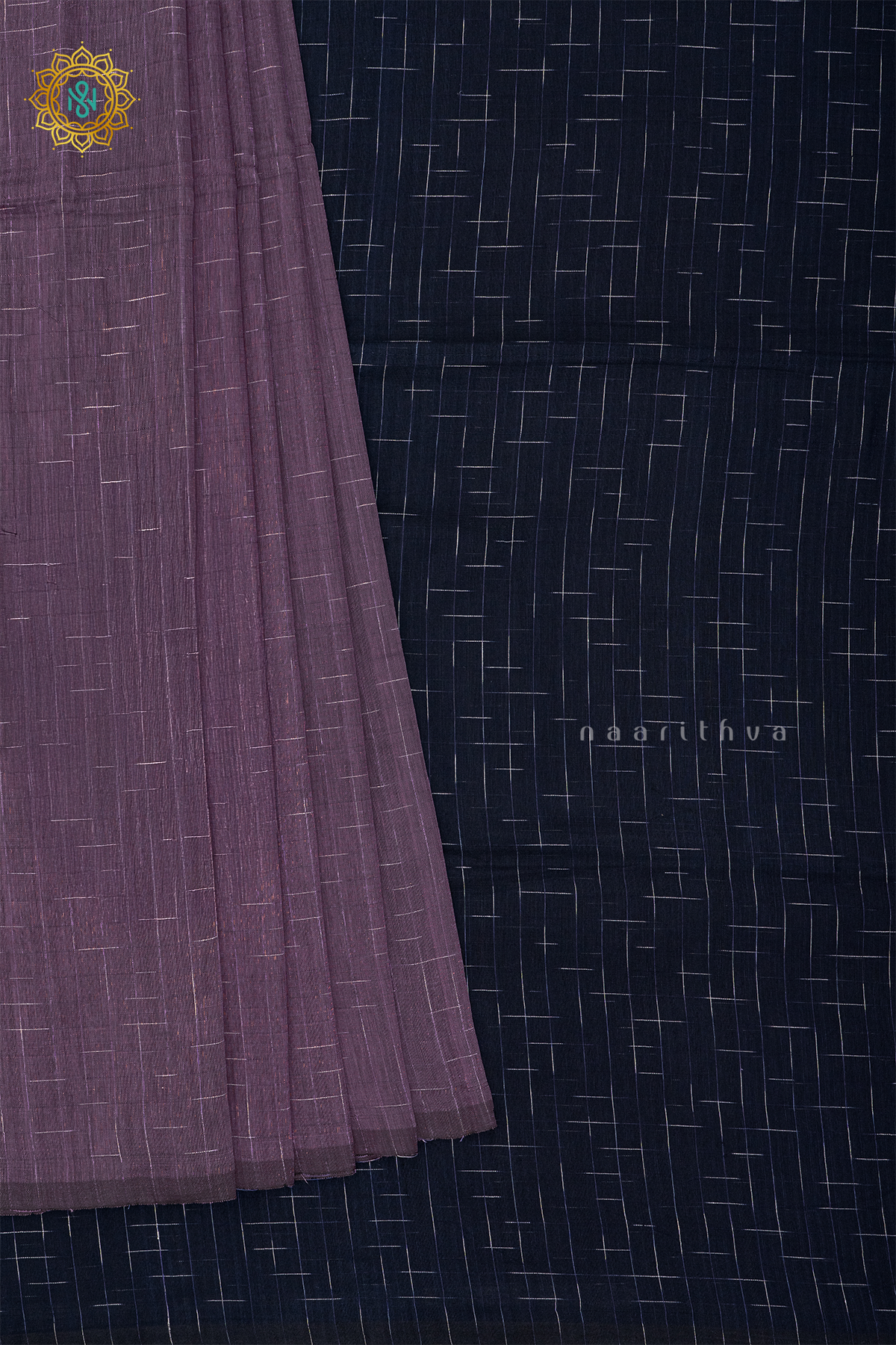 PINKISH LAVENDER WITH NAVY BLUE - MUL COTTON