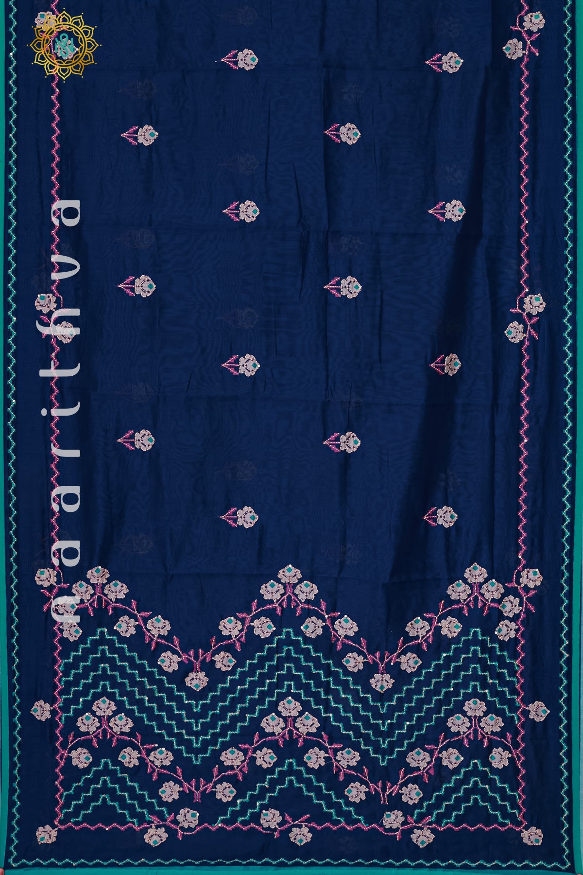 BLUE - TUSSAR SILK WITH KATHA WORK