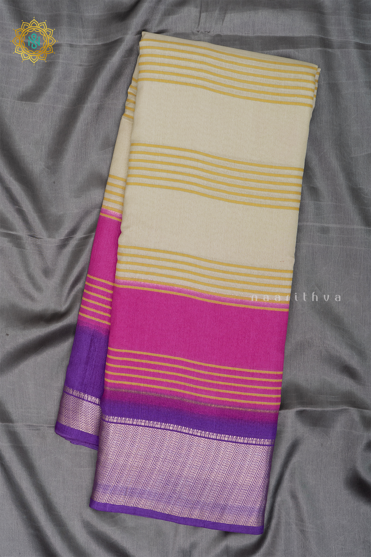 WHITE WITH PINK & PURPLE - DOLA SILK