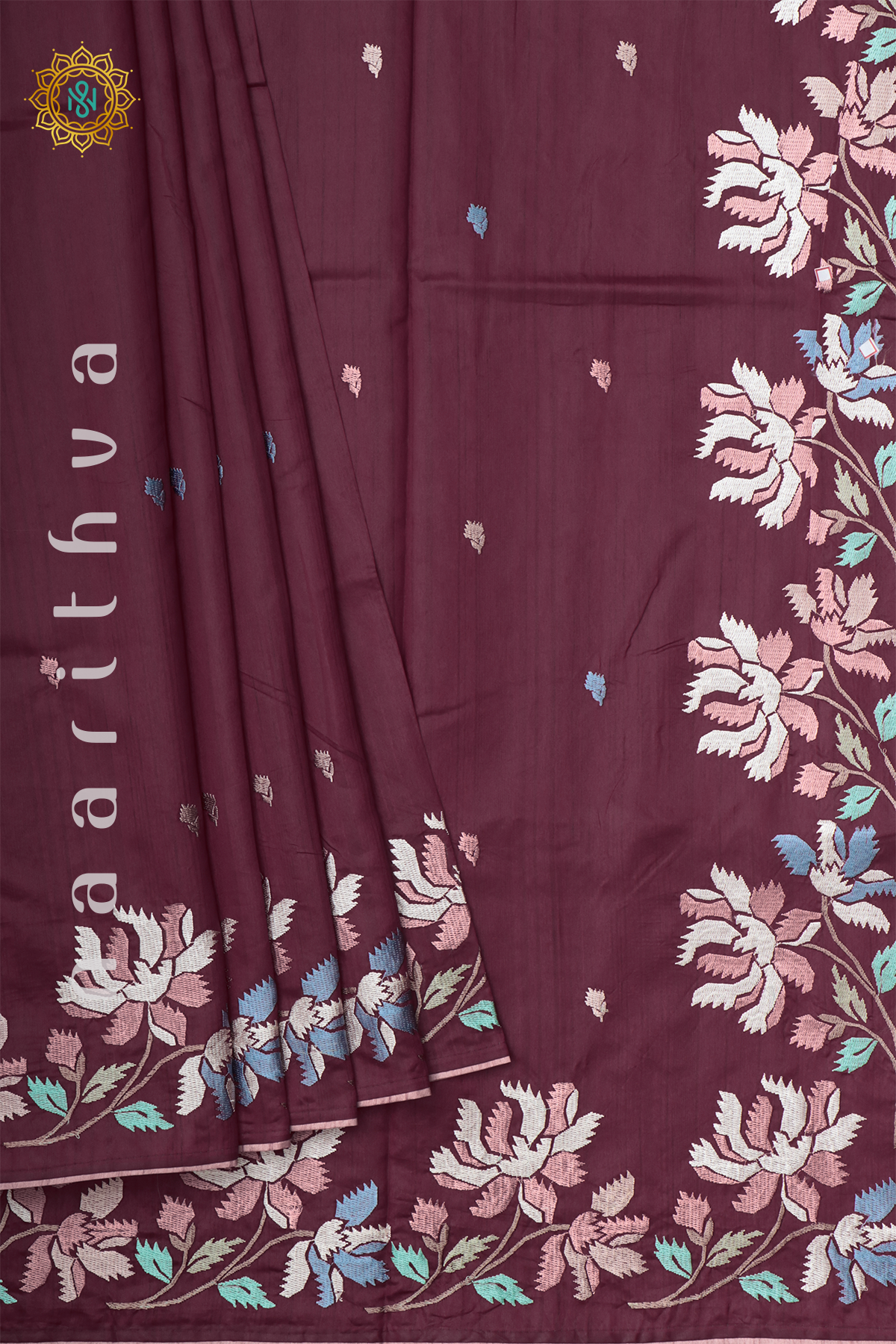 MAROON - SEMI TUSSAR SILK