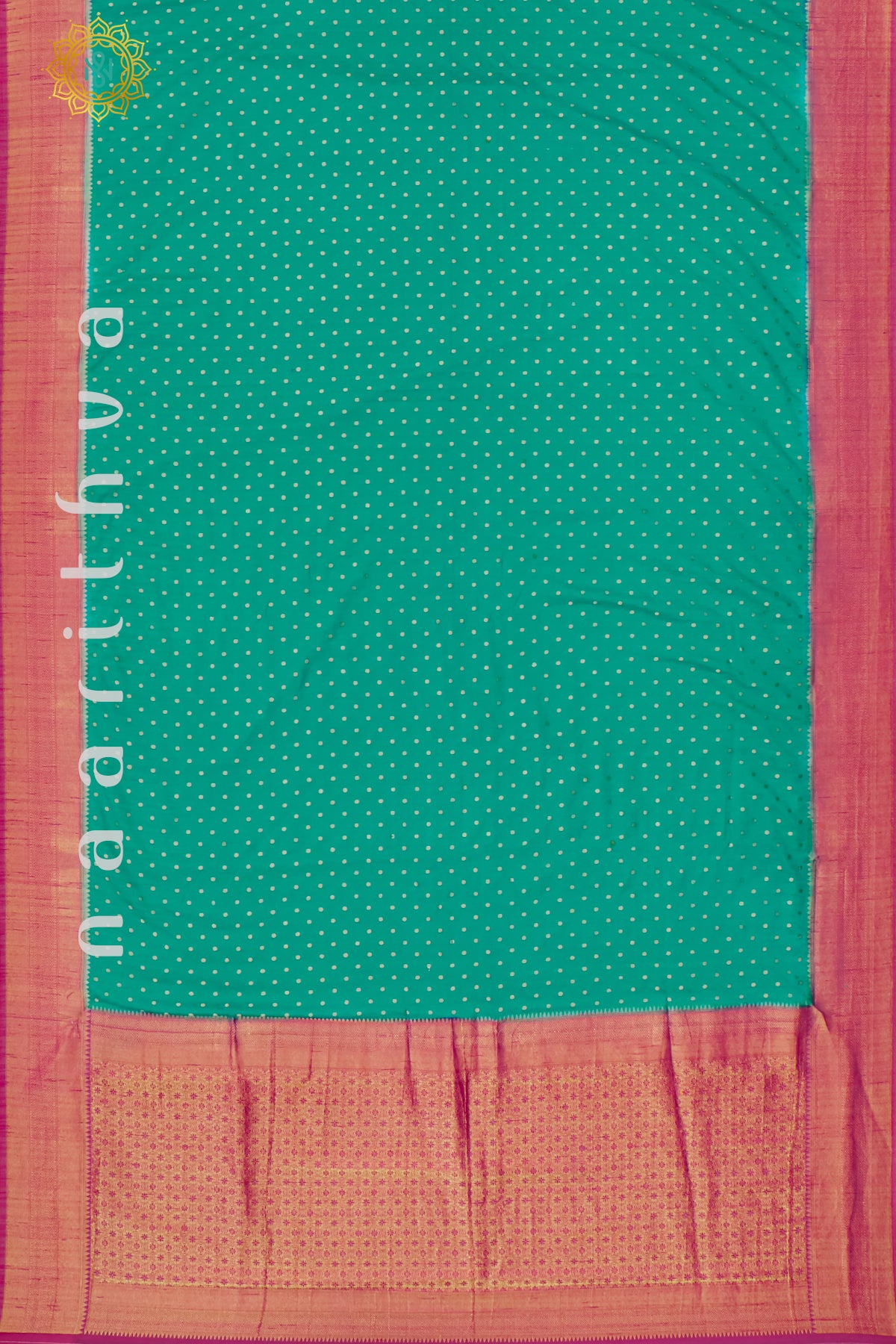 CYAN GREEN WITH PINK - SEMI CREPE GEORGETTE