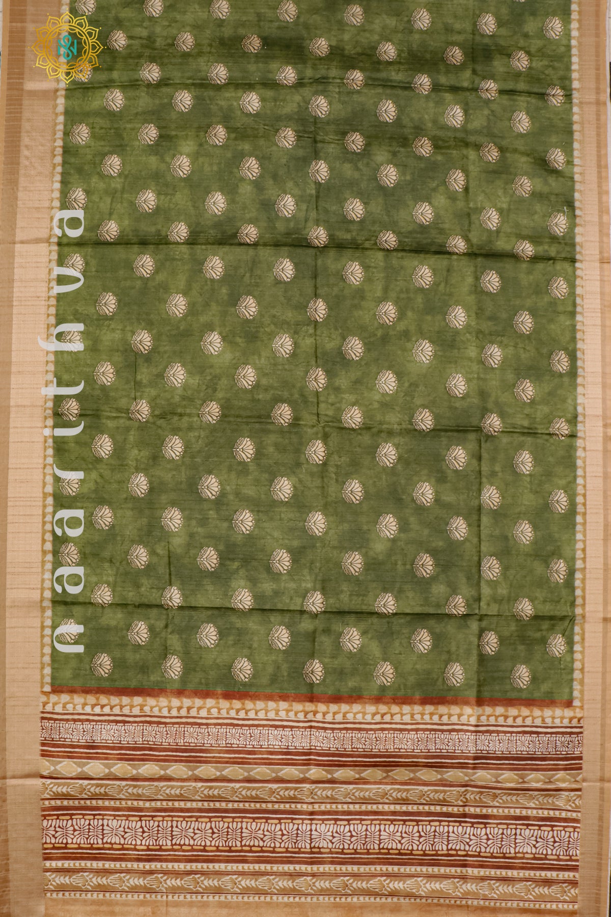 GREEN WITH BROWN - DOLA SILK