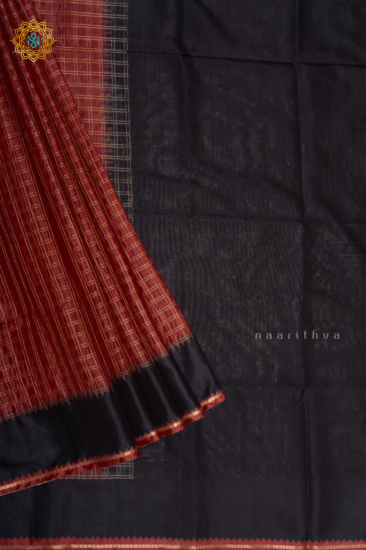 MAROON WITH BLACK - SEMI TUSSAR