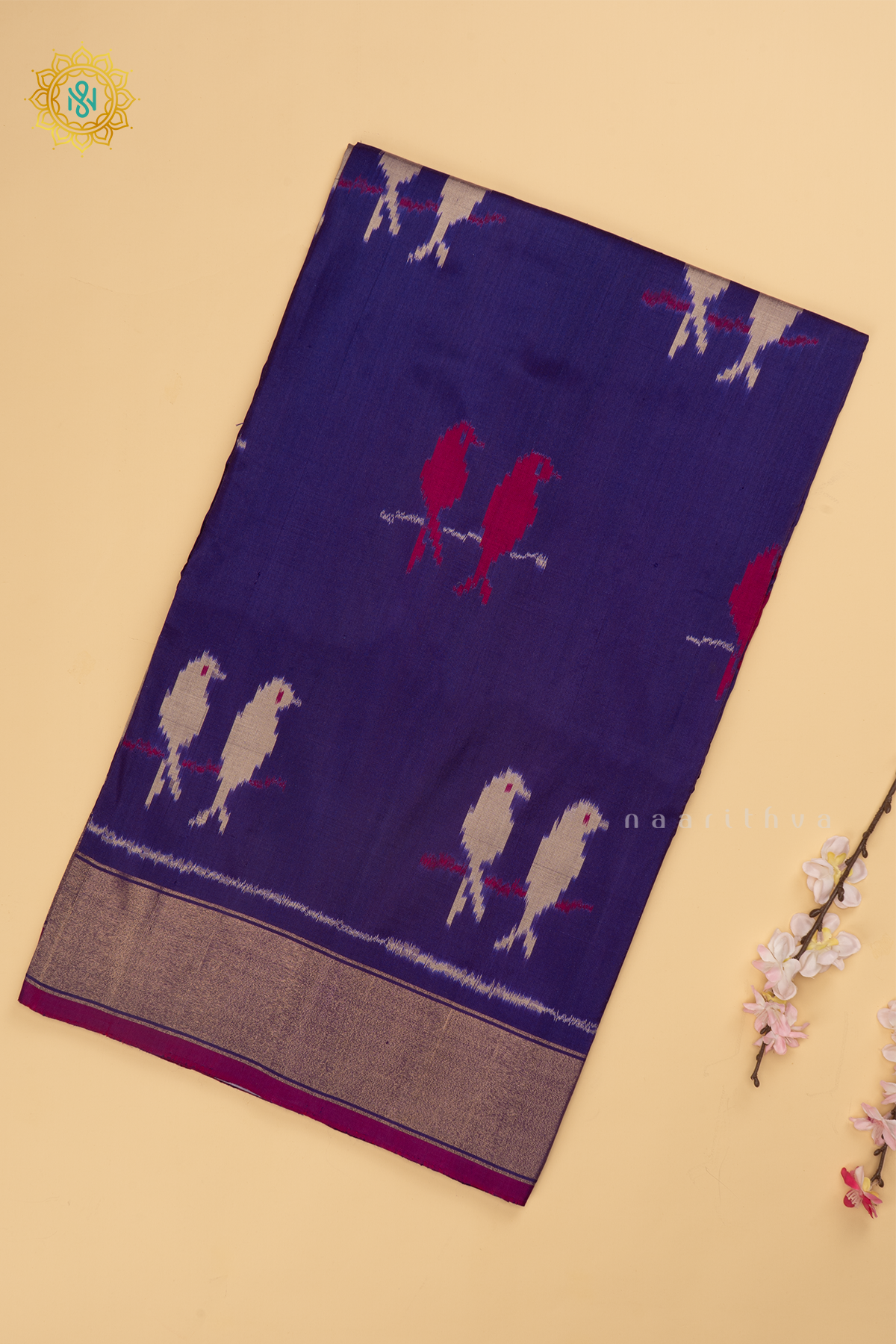 Purple Ikkat Pure Silk Saree with Patola Printed Body and Zari Border