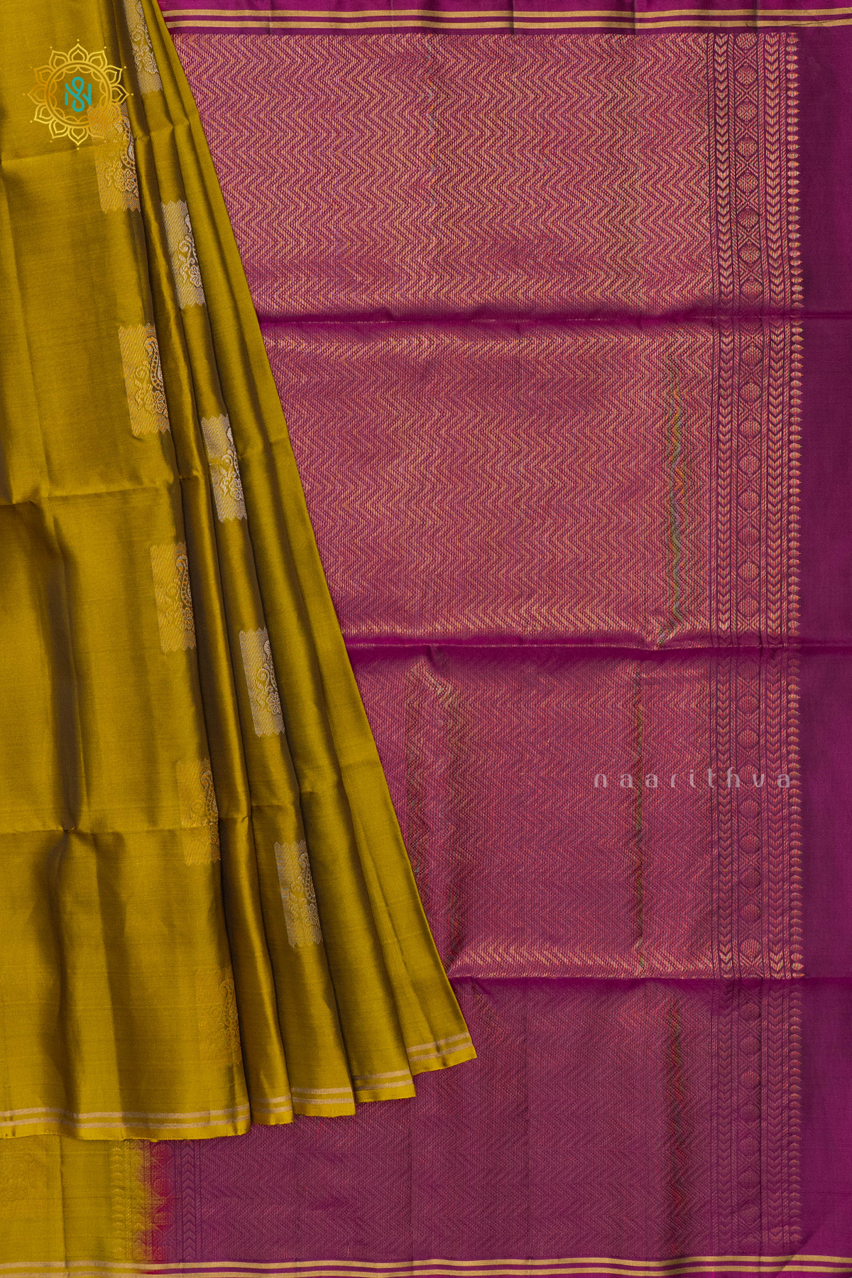 OLIVE GREEN WITH MAGENTA - KANJIVARAM PURE MIX SOFT SILK