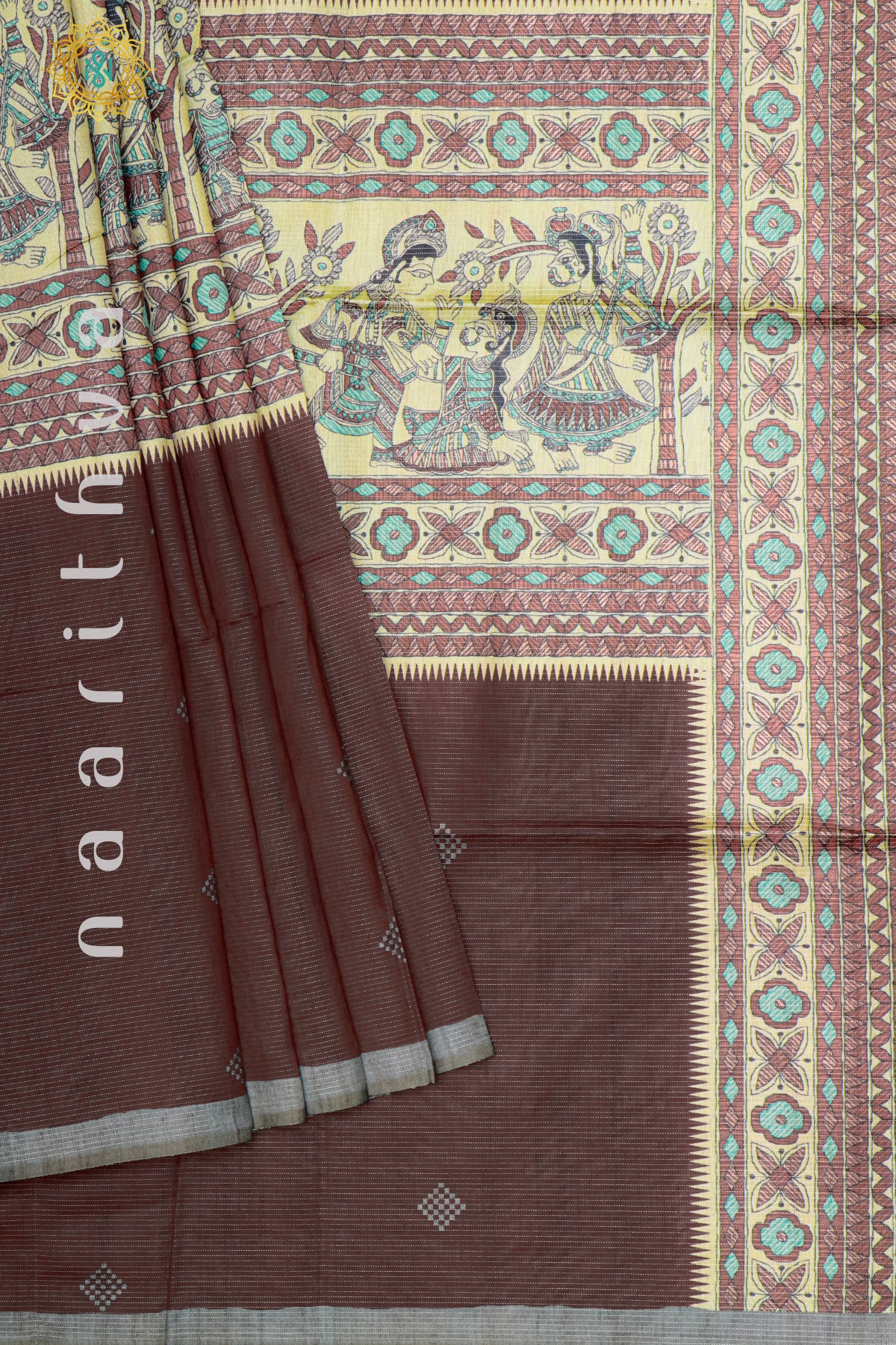 BROWN WITH GREY - SEMI TUSSAR SILK