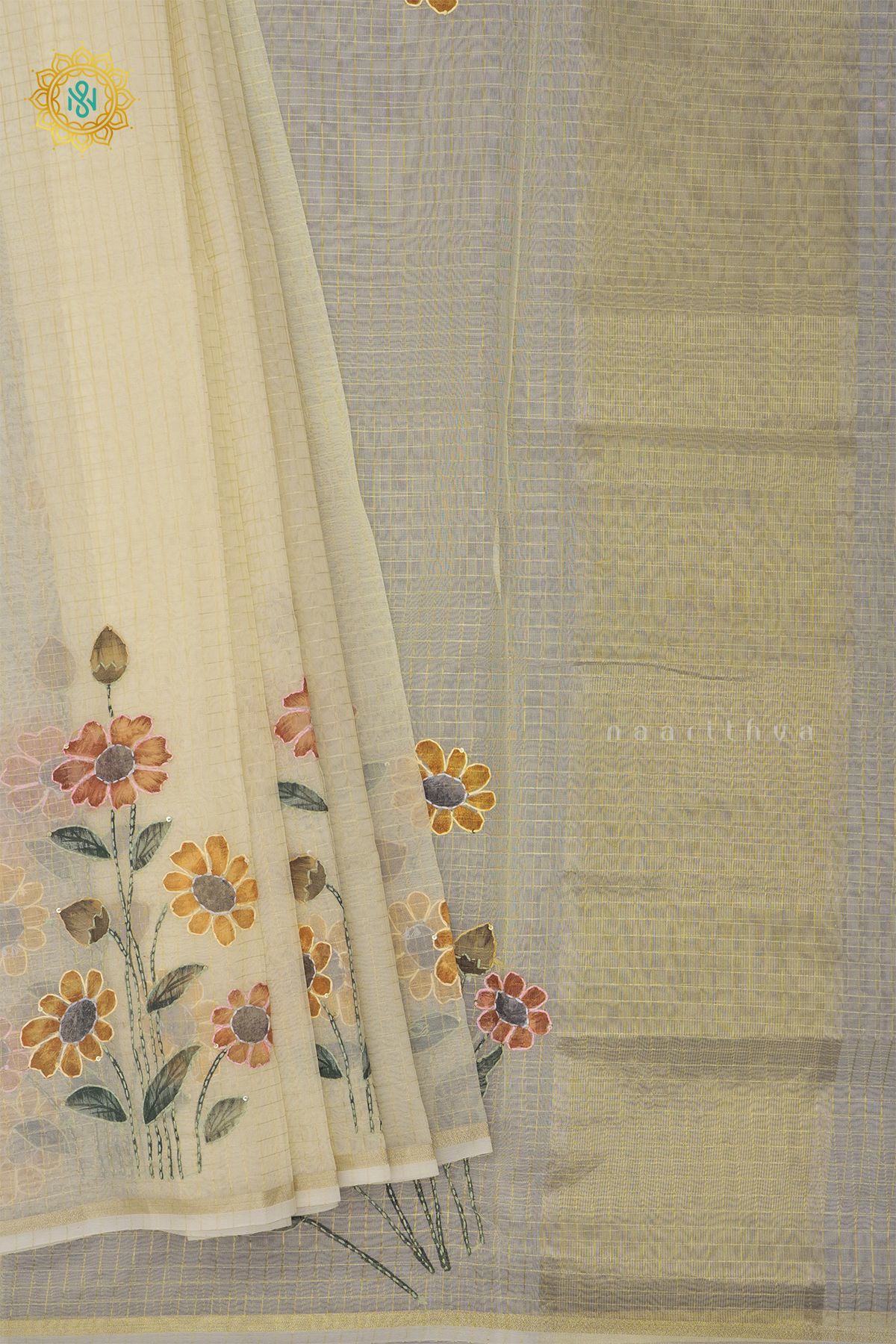 OFF WHITE - ORGANZA WITH KATHA WORK