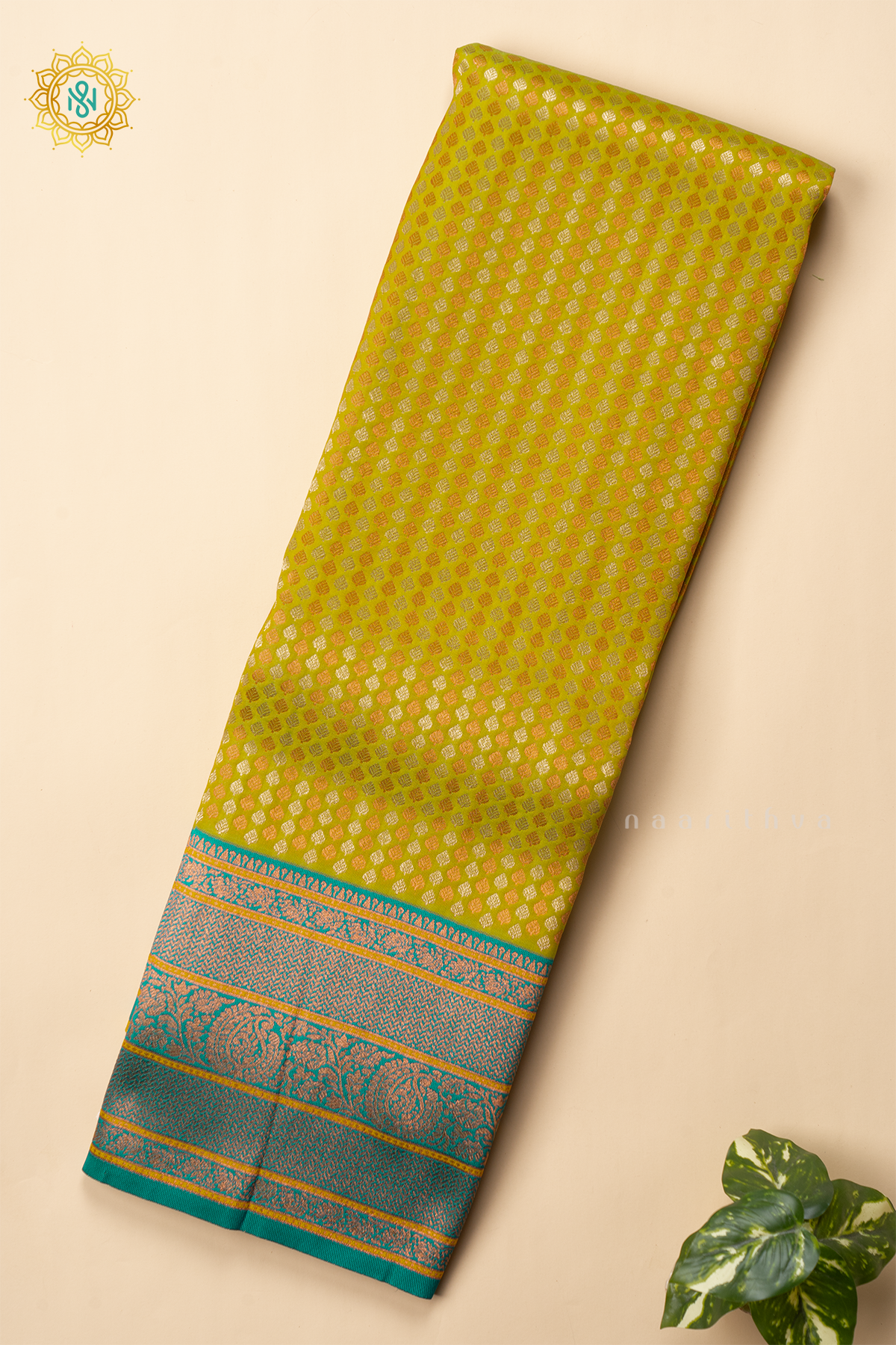 LEMON YELLOW WITH CYAN GREEN - SEMI KANCHI