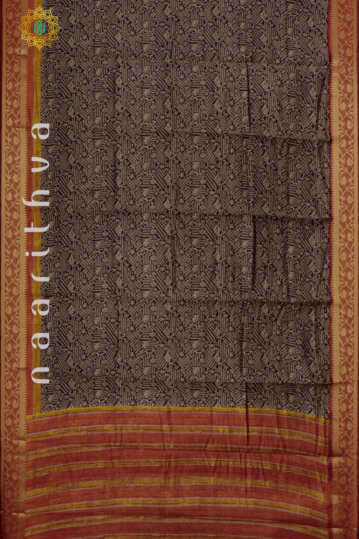 BLACK WITH MAROON - CHANDERI COTTON