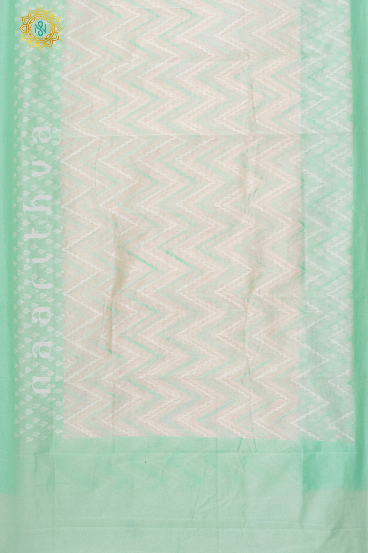 WHITE WITH AQUA GREEN - KOTA COTTON