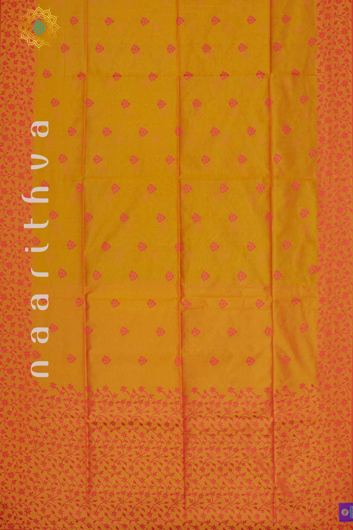 YELLOW WITH ORANGE - POLY COTTON