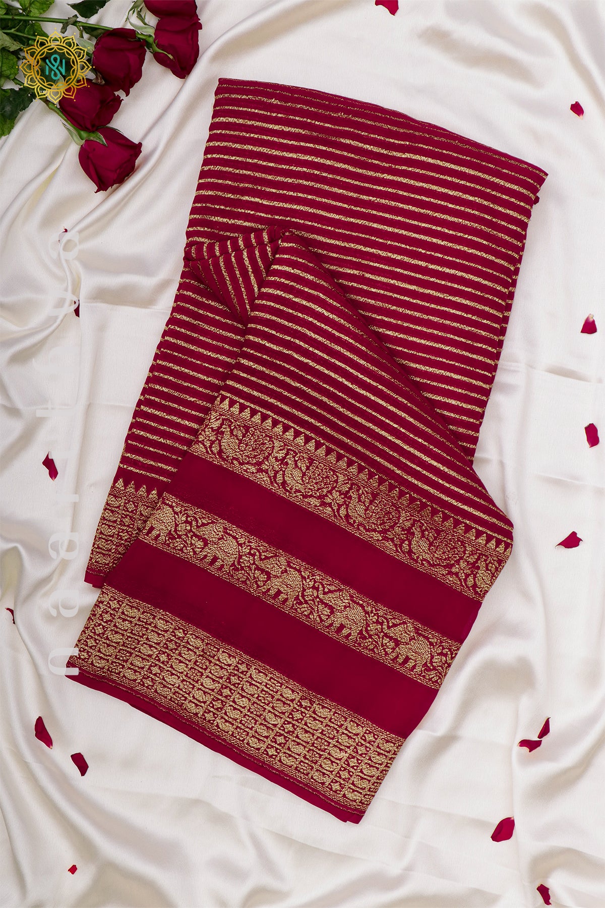 RED - PURE HANDLOOM KHADDI GEORGETTE BANARAS