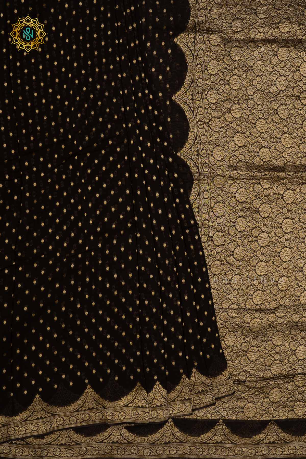 BLACK WITH RED - SEMI GEORGETTE