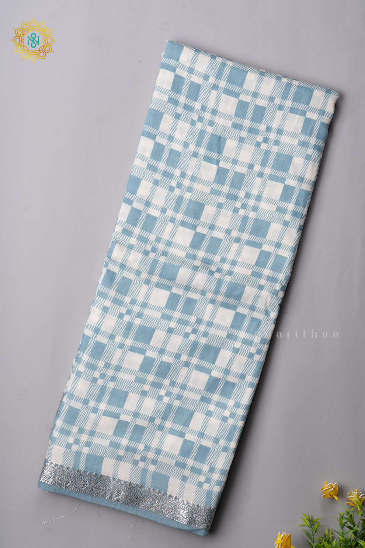 AQUA BLUE WITH WHITE - BUTTER CREPE