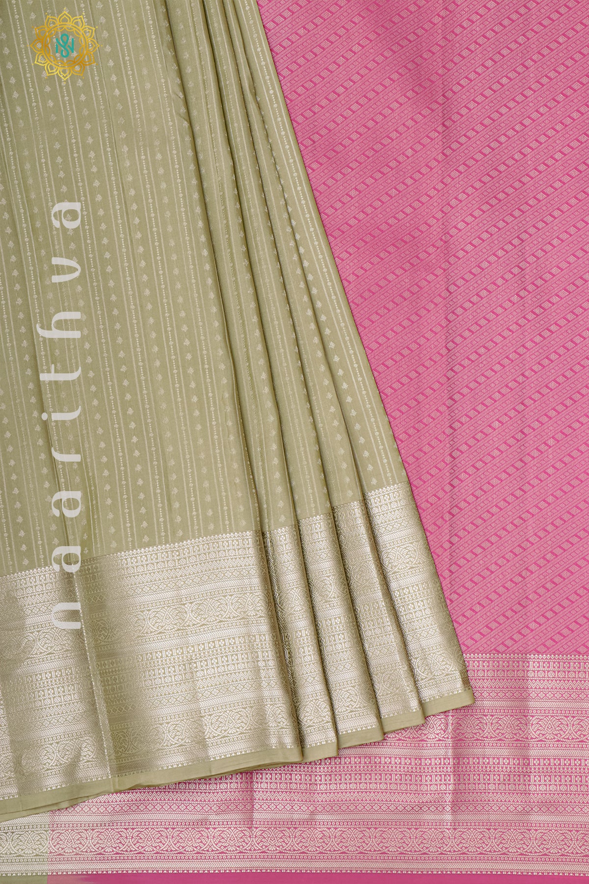 PISTA GREEN WITH PINK - KANJIVARAM PURE MIX