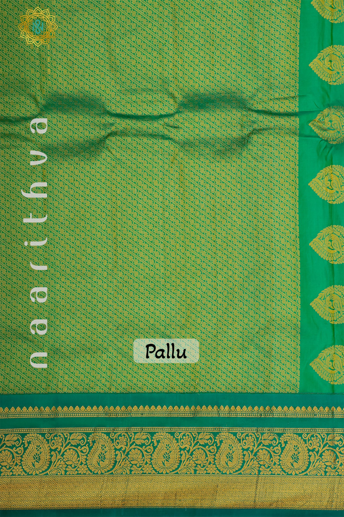 WHITE WITH GREEN - PURE GADWAL SILK