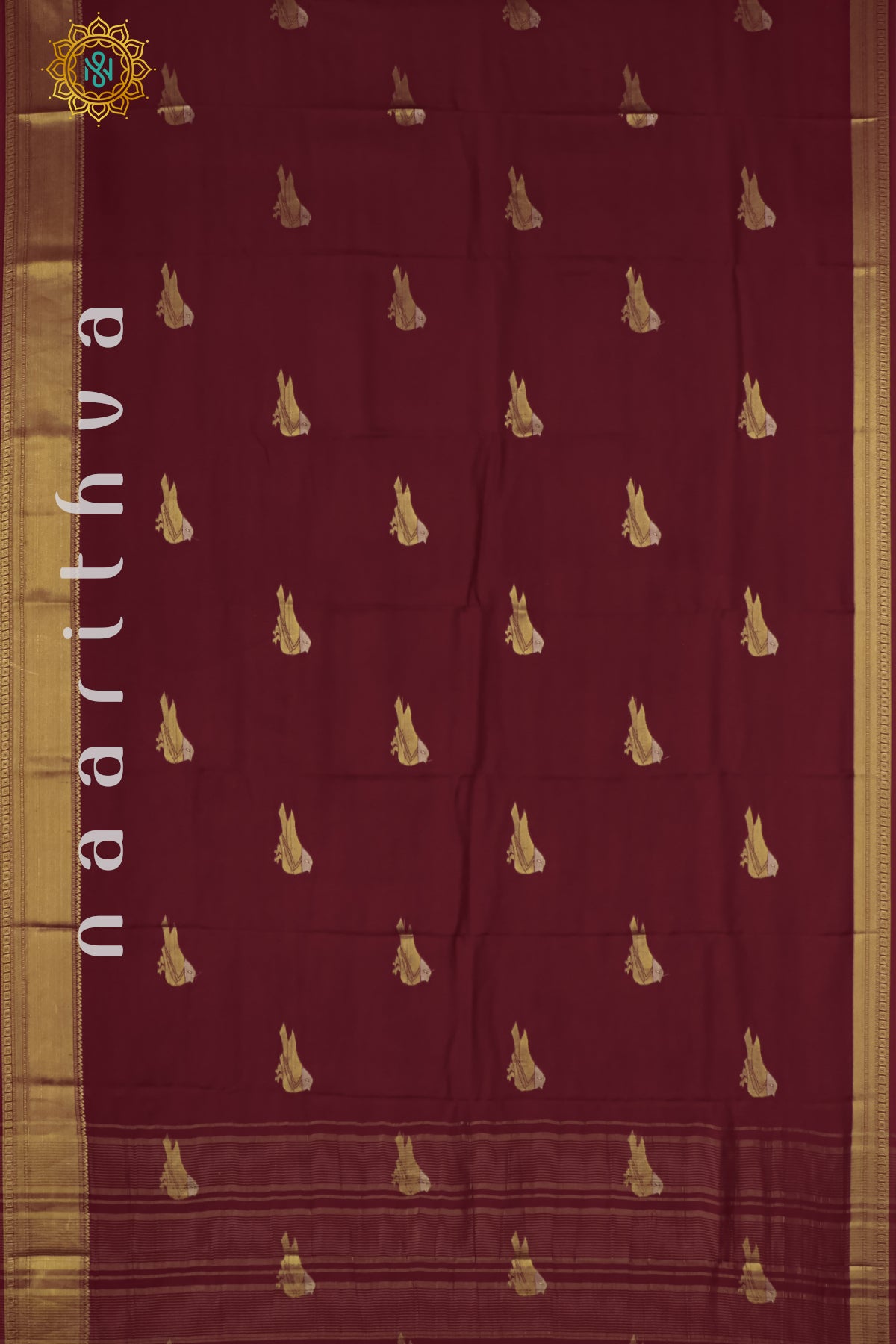 MAROON WITH YELLOW - DOLA SILK