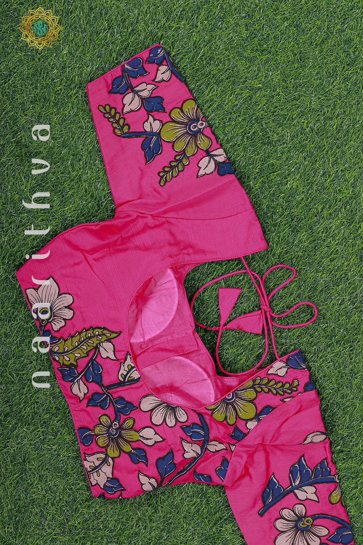 PINK - READYMADE RAW SILK WITH APPLIQUE WORK BLOUSE