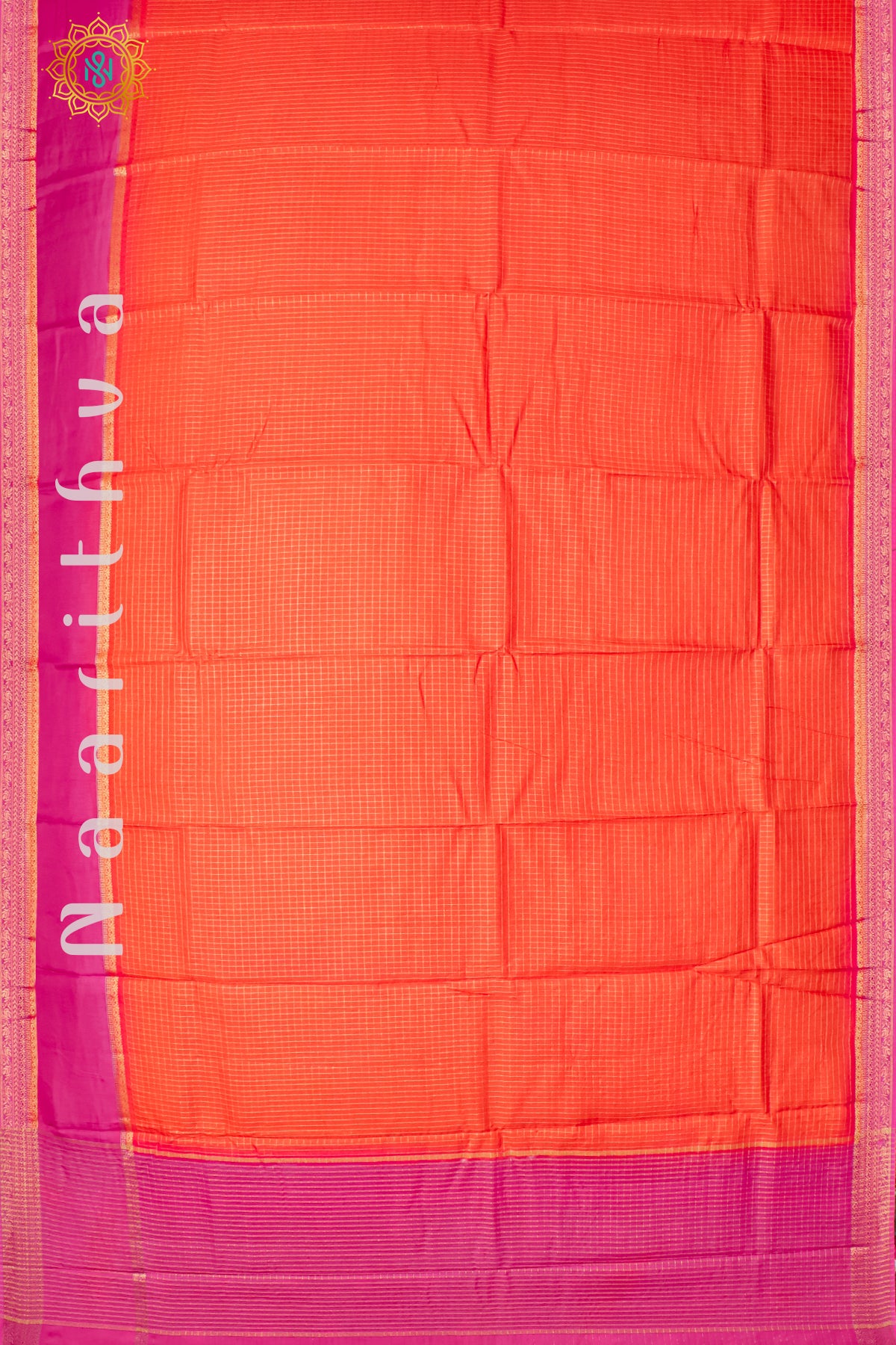 ORANGE WITH PINK - SEMI MYSORE CREPE SILK