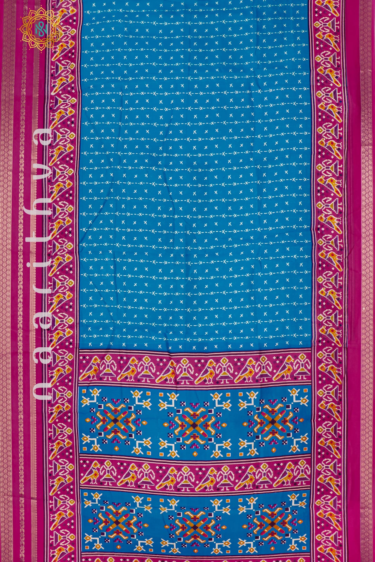 BLUE WITH PINK - SEMI GEORGETTE