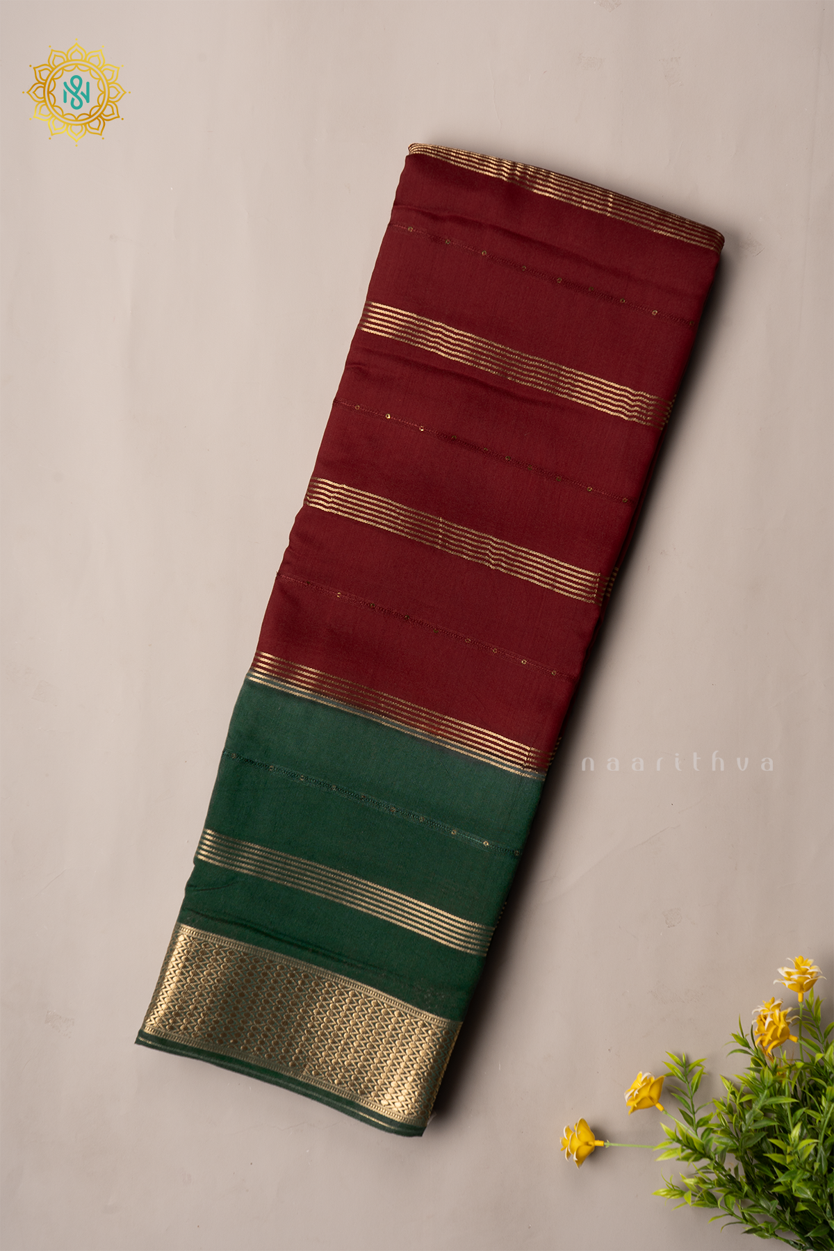 MAROON WITH GREEN - BUTTER CREPE