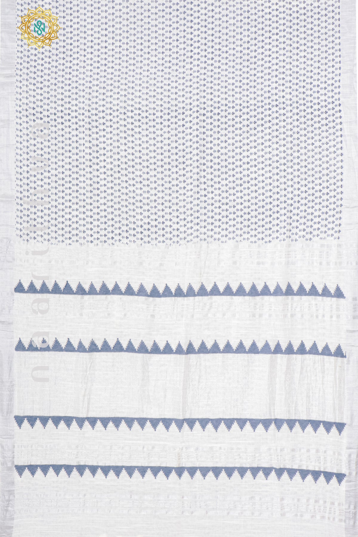 WHITE WITH BLUE - LINEN BY COTTON