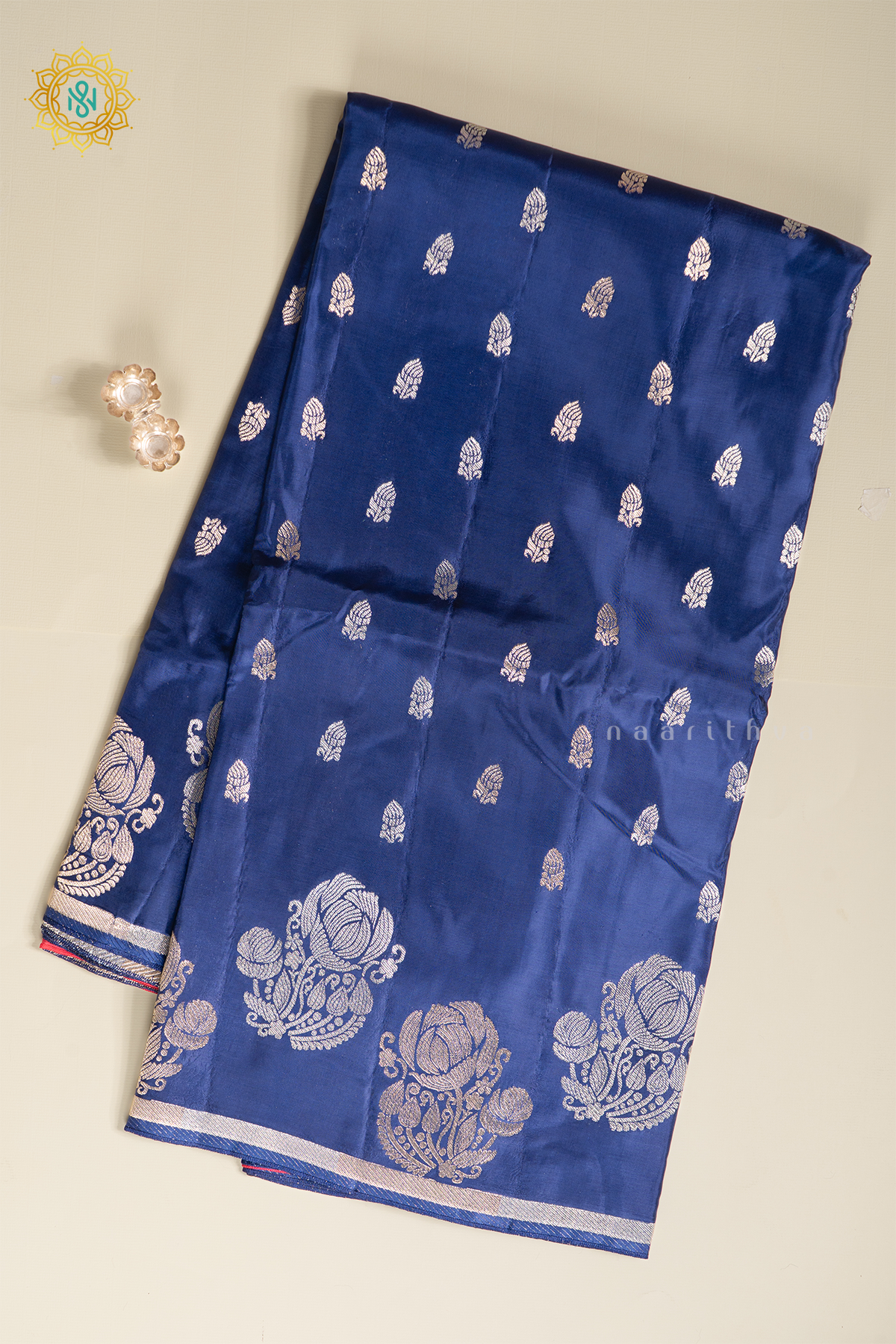 TEAL BLUE WITH PINK - SATIN CREPE