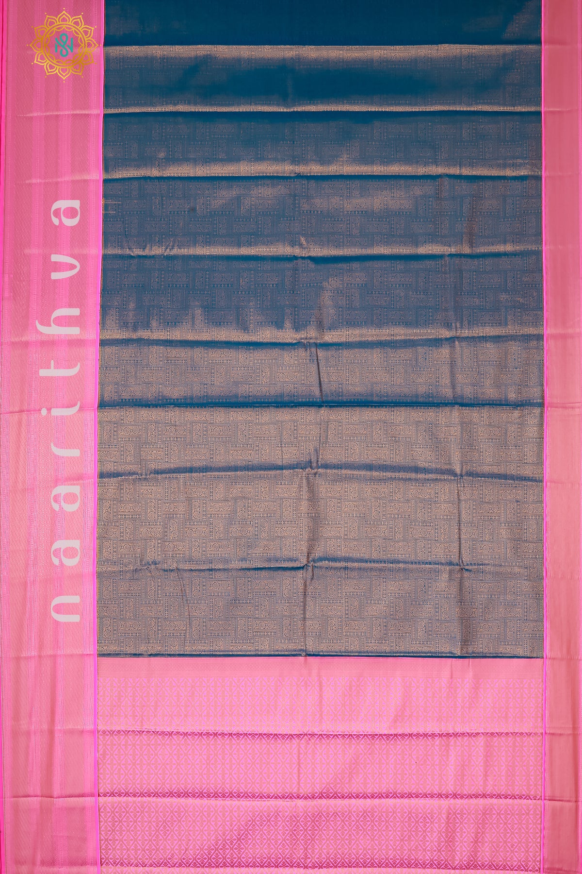 SKY BLUE WITH LIGHT PINK - SEMI KANCHI