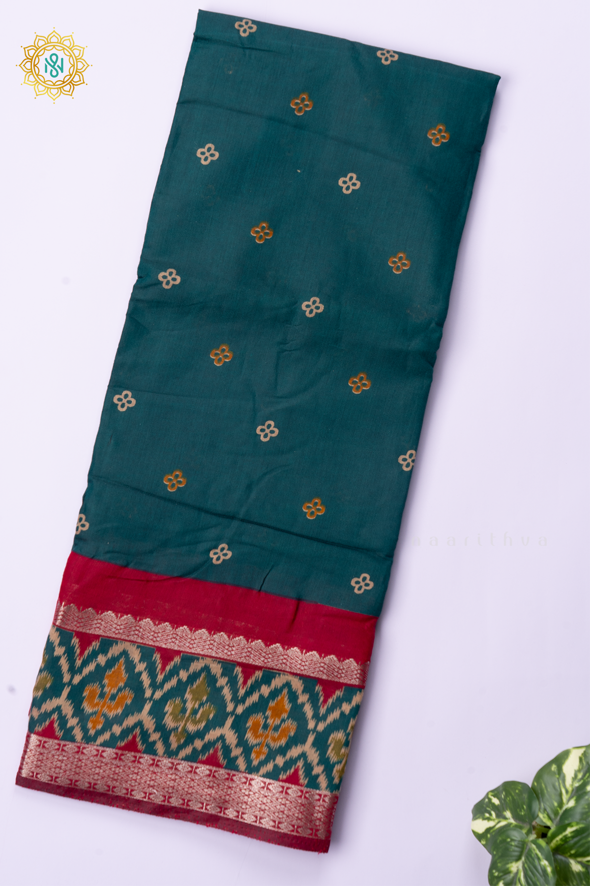 AQUA GREEN WITH MAROON - SOFT COTTON